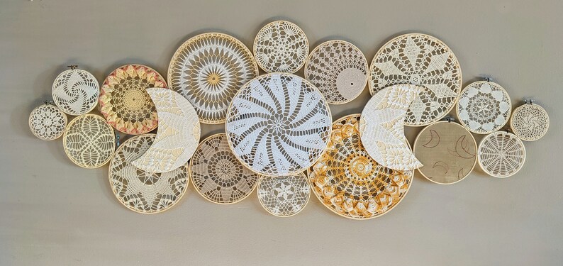 Custom Order Large Doily Basket Wall with Moons Special Order, Each one Unique. PM Artist before you order image 9