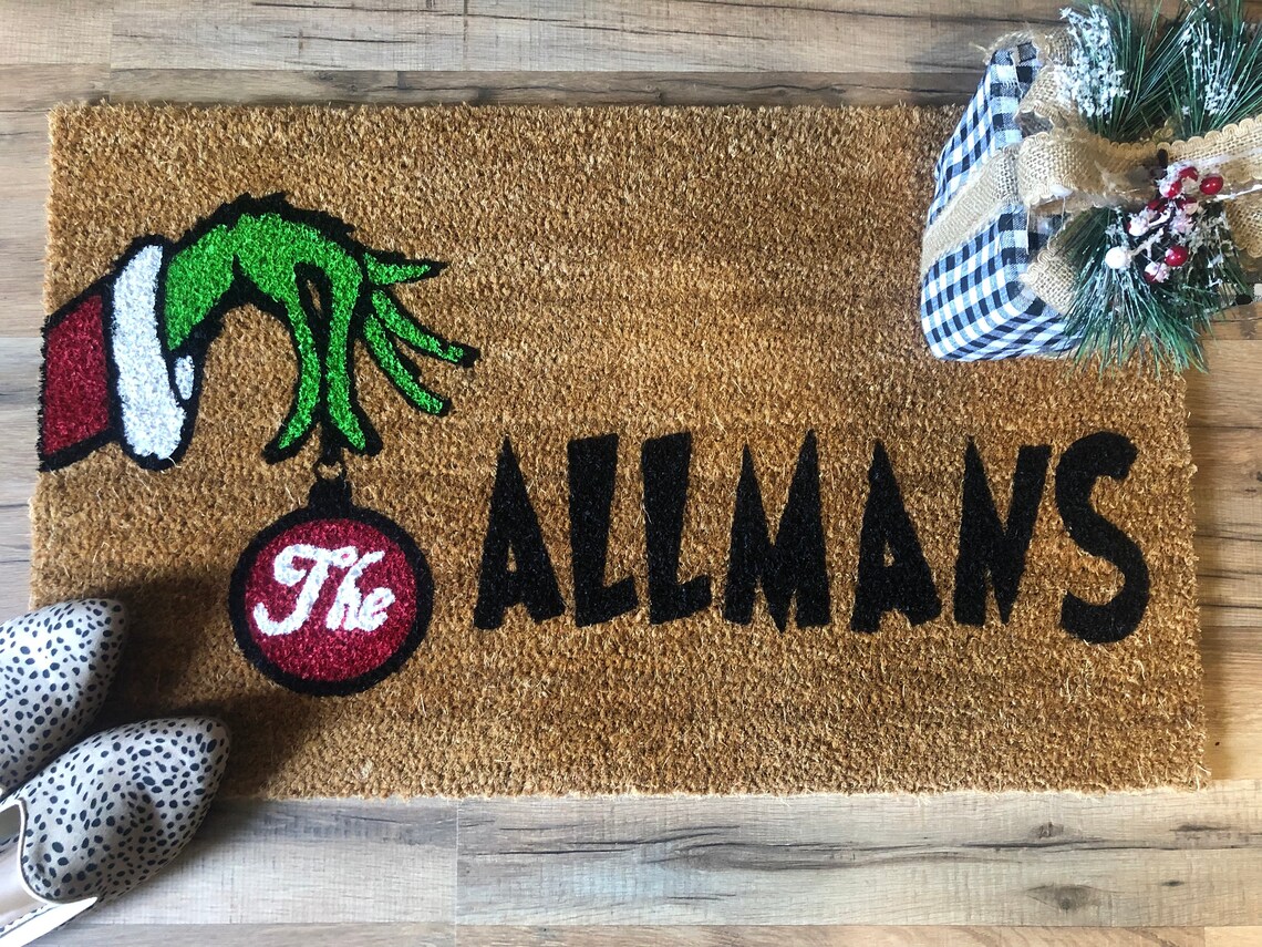The Grinch Dr Seuss Christmas doormat home decor Etsy