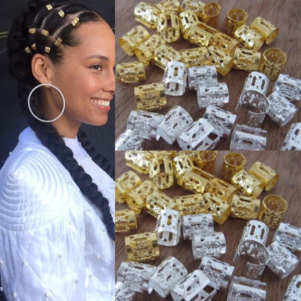 FREE UK DELIVERY 25 Gold/Silver Adjustable Hair Cuff/Bead for Dreadlocks Box Braids Cornrows and Plaits