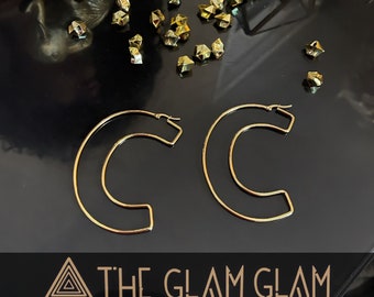 Ladies Gold ‘C’ Initial Earrings Gift Women’s Fashion Trendy Glam