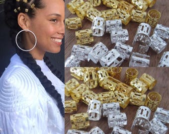 FREE UK DELIVERY 25 Gold/Silver Adjustable Hair Cuff/Bead for Dreadlocks Box braids cornrows and plaits
