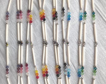 Hair Pipe Necklace Choker with Swarovski Bicone Crystals