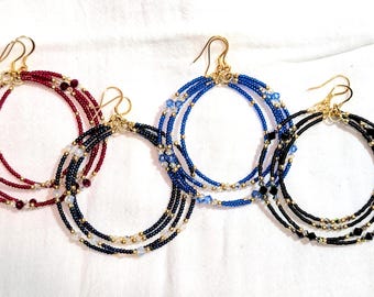 Hoop Style Beaded Earrings Double Hooped