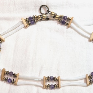 Dentalium & Amethyst Choker 16&quot;