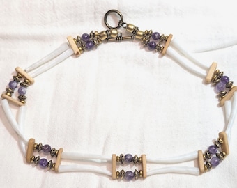 Dentalium & Amethyst Choker 16&quot;