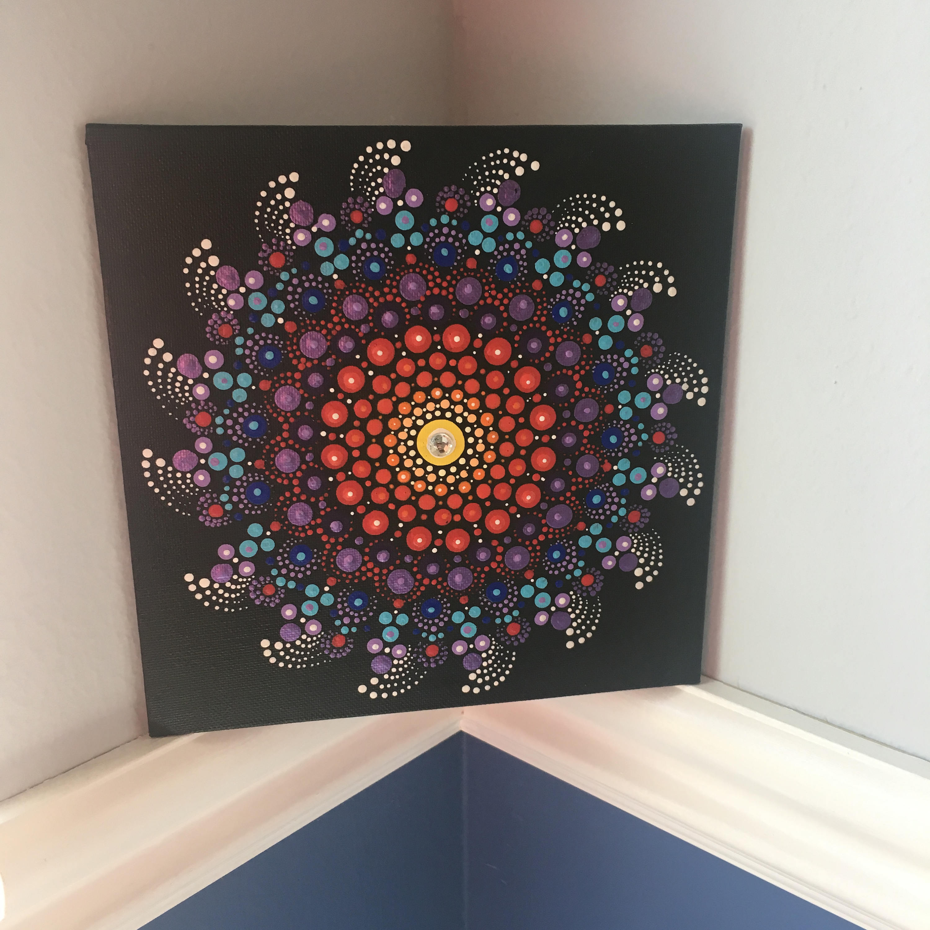Handpainted Original Dot Mandala 8 Square Canvas Panel Etsy