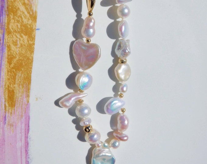 Super Luster Baroque Pearl Necklace | Gold Filled Toggle Clasp | 17.75 Inches |   Beyond AAA | Stacking | Layering | AAA+ | Keshi Pearls