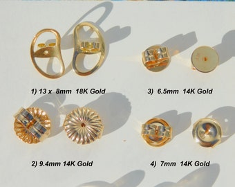 Solid 14K 18K Yellow Gold Backs | Large Backs | Safety Butterfly | Friction Earring Backs | Stabilizer Backs for Large Studs | Backings