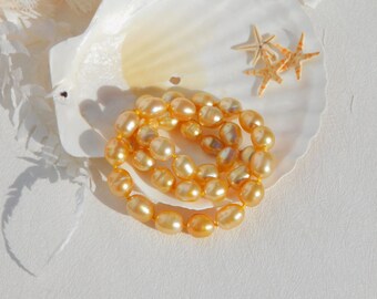 RESERVED for H 18.5 Inches Golden South Sea Pearl Necklace | 8.5-10mm | AA+ |  Au585 Solid 14k Gold Clasp | Saltwater Pearl Necklace
