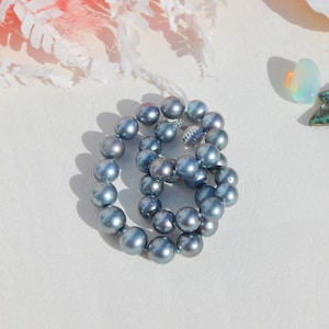 Collar de perlas de Tahití de color azul grisáceo de 11,6-14,3 mm / AA+ / Redondas / Azules / 17,75 pulgadas / Cierre de oro blanco macizo de 14 quilates / Perlas de los mares del Sur