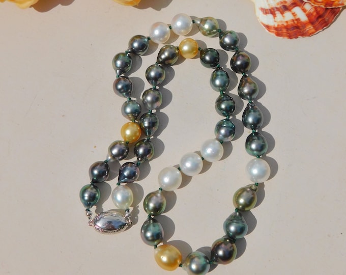South Sea Pearl Necklace | Black Pearls | White South Sea | Golden South Sea | AAA | 20 inches | 9.2-11mm | Teardrop | Round