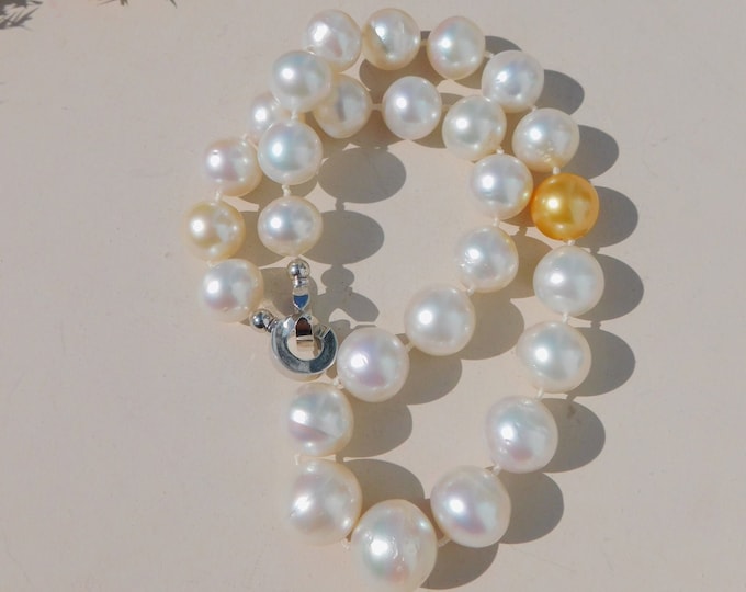 White South Sea Pearl Necklace | 14-17.7mm | Australian South Sea Pearl | Near Round | AA-AAA | 19 Inches | Saltwater Pearl Necklace