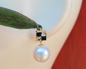 Vermeil Latch Back White Pearl Earrings | Freshwater Pearl Earrings | AAA | 12mm | White Pearl Earrings | Drop Pearl Earrings