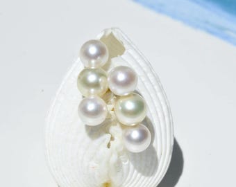 Akoya Pearl Bar Stud Earrings: Solid 18K Gold, AAA, 6-6.5mm, Modern Pearl Earrings