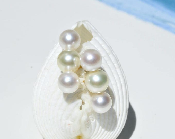 Akoya Pearl Bar Stud Earrings: Solid 18K Gold, AAA, 6-6.5mm, Modern Pearl Earrings