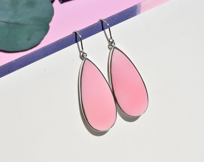 Pink Queen Conch Shell Earrings: Light Weight, Large Shell, Sterling Silver