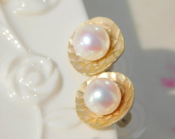 Freshwater Pearl Post Earrings |  AAA | Near Round | Matte Finish Sterling Silver  | AAA | Post Earrings