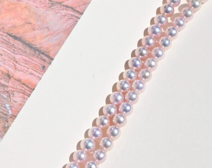 Baby Pink Mauve Pearl Necklace: Petite Size 4.1-4.9mm, AAA+, Solid 18K Gold Clasp, 17-Inch