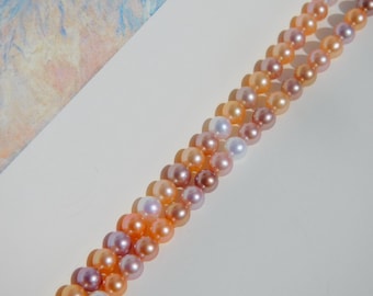 4-5mm Multicolor Freshwater Pearl Necklace | Very High Luster | AAA+ | Petite Pearl Necklace | Solid 18kt Gold Clasp | 16.25 Inches | Pink