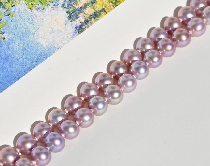 Non-nucleated Lavender Pearl Necklace: 6-7mm; Purple, Sterling Silver Clasp, 18.25-inch