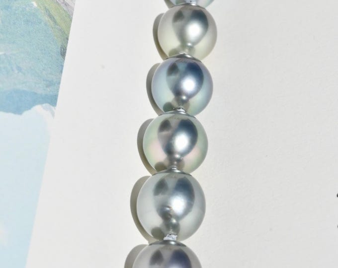 Blue Green Gray Tahitian Pearl Bracelet: Sterling Sliver Clasp, AAA, Fit 6.25 to 6.5 Inches Wrist
