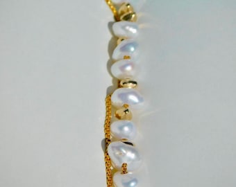 Super Luster Freshwater Keshi Chain Necklace | AAA+ | 10 Pieces | Gold filled | 1mm Box Chain | 17 Inches | AAA+ | White | Pearl Nuggets