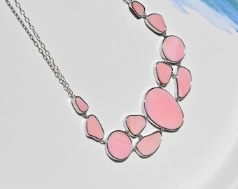 Pink Queen Conch Shell Necklace: Sterling Silver Statement Necklace, Adjustable 18-20 Inch, Blush Pink