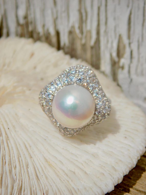 Anillo Perla De Río Ala Circón Plata Fina 925 | Cuotas Sin Interés