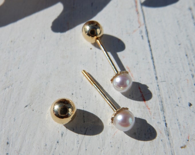 Replacement | Single ONE 4mm Solid 18k Yellow Gold Screw Back | Screw Back Ball ONLY | Select Quantity at checkout