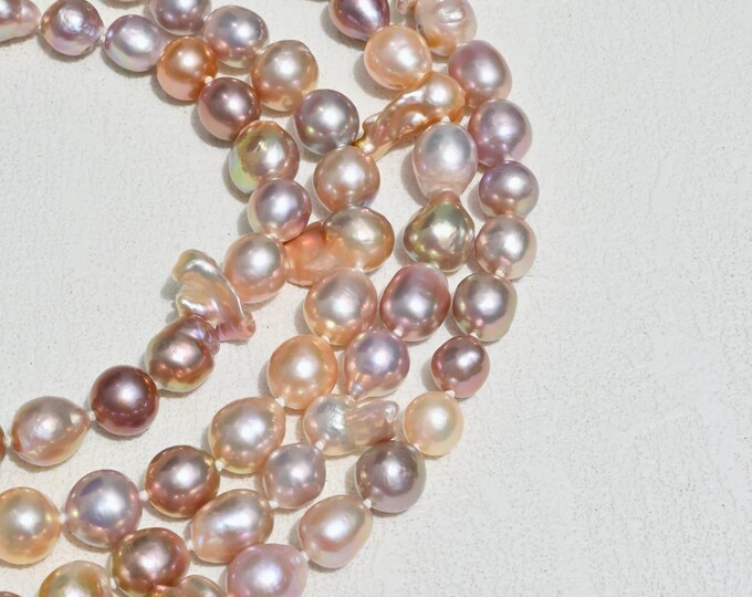 58-inch Freshwater Baroque Pearl Necklace: No Clasp, Convertible Two or Three Strand, Pink