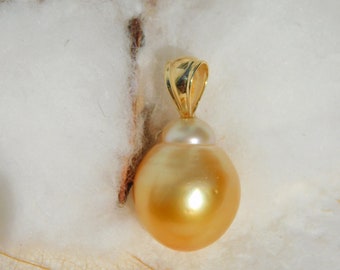 Pendente Perla Barocco Del Mare Del Sud Da 14-17 Mm 18k Oro - Italia - Foto 11