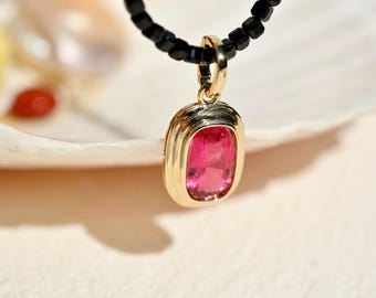 2.23CT Rubellite Tourmaline Pendant Enhancer: Solid 14K Gold, Purple Red