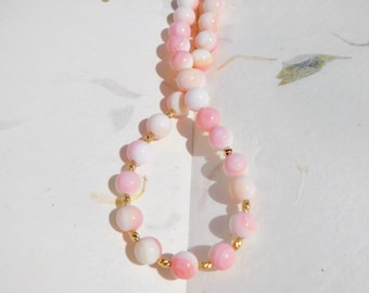 6.2mm Baby Pink Queen Conch Shell Necklace | Pink | Round | Shell Necklace | Solid 14k/18k Gold | 18 Inches | AAA+ | Pink Necklace