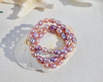 RESERVED for H | Colorful Freshwater Keshi Pearl Necklace | 15.75 Inches | AAA+ | 5mm to 6mm | Pearl Necklace |  Solid 18k Gold