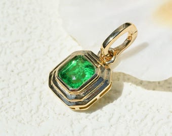 0.75 Ct Tsavorite Garnet Enhancer Pendant: Vivid Green, Solid 14K Gold, Natural Green Gemstone, Geometric