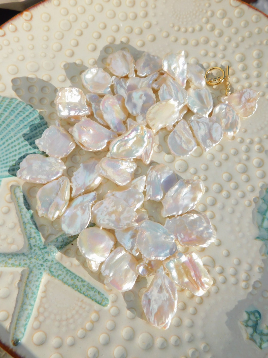 Super Large Petal Pearl Necklace 21 Inches Baroque Pearl Etsy