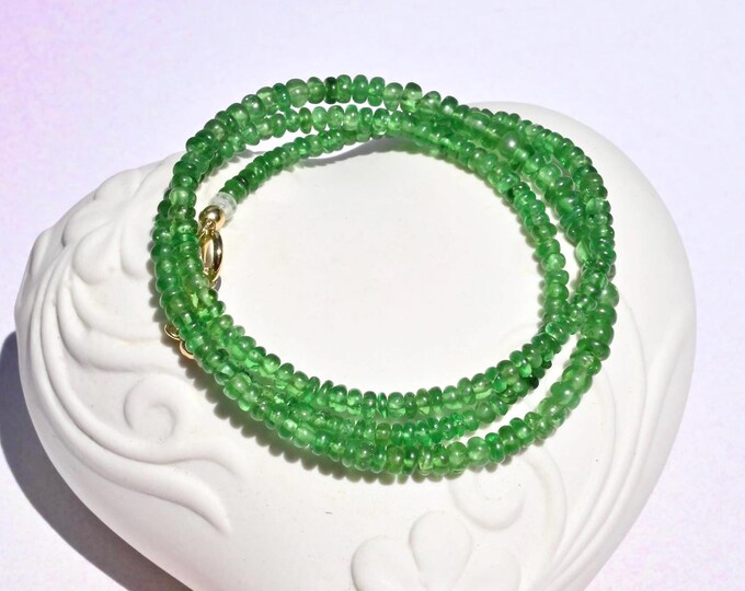 Tsavorite Garnet Necklace: Solid 18k Gold Gemstone, 16.25 Inches, Fine Gemstone Necklace