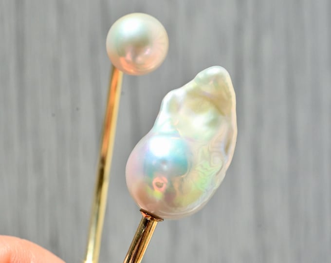 Dual Freshwater Pearl Bypass Bangle Bracelet: 2.5mm Round Gold filled Open Bangle, 6.25-6.5 inch Wrist Size, Organic Perl Cuff