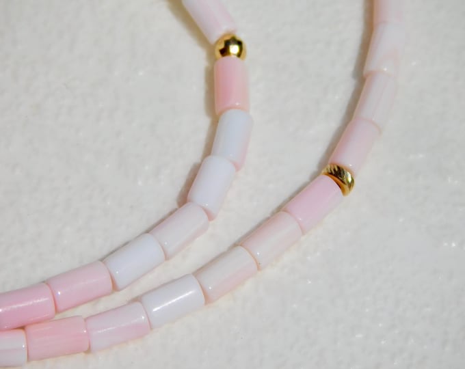 Baby Pink Queen Conch Shell Necklace: Solid 18K Gold, Thin Layering Necklace