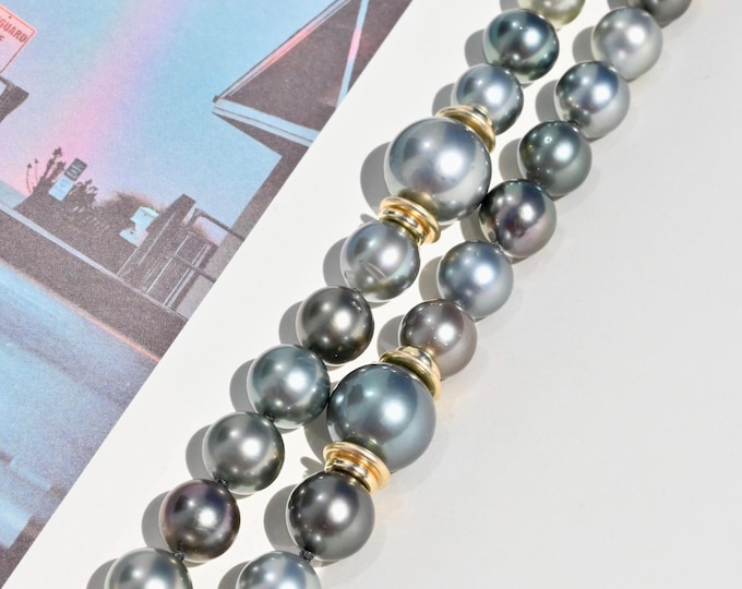 22.5-Inch Tahitian Pearl Necklace: Gold Filled Toggle, AAA, 8.4mm to 12mm