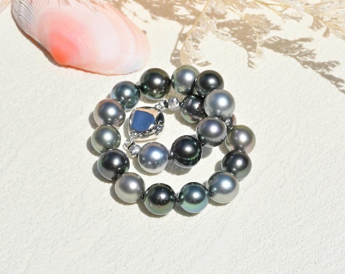 Unisex Tahitian Pearl Bracelet: Fit 7.5 to 7.75 Inches Wrist, Sterling Sliver Clasp, AAA, Mens Jewelry