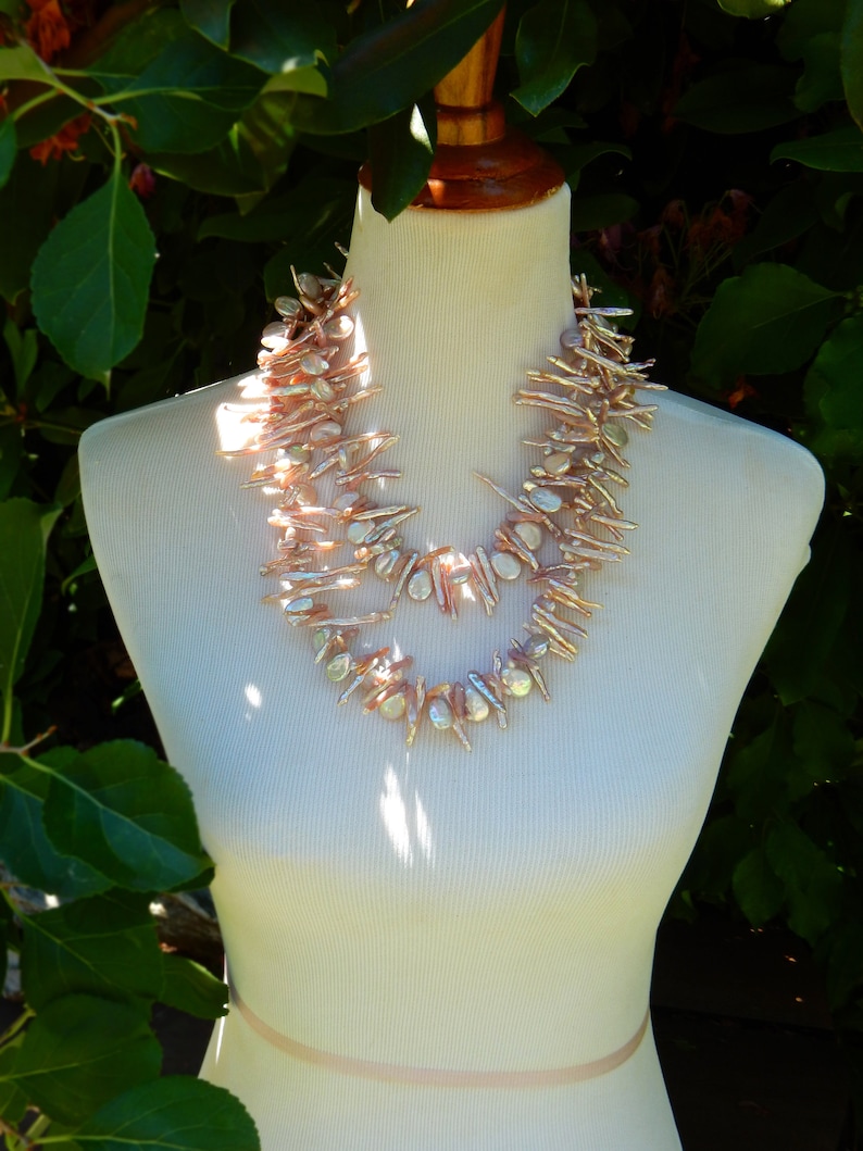 BOLD Necklace Statement Necklace 44 inches Stick Pearl Necklace Ready to Ship Beach Wedding Biwa Pearl Necklace Keshi