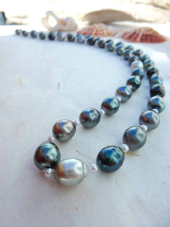 29.5 inches Tahitian with Baby Freshwater Pearl Necklace  | 9.4mm-11.5mm | AAA | Multi-color Pearls | Saltwater Pearl | Ready to ship