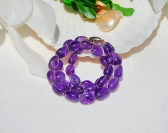Smooth Amethyst Necklace | 16.75'' | AAA | Purple | Solid 14K Gold Clasp | Crystal | Purple | Gemstone Necklace | Gift for Her | Oceanrhyme