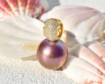 Private Reserve Listing for S: 14.2mm Freshwater Pearl Pendant, Vermeil, Mauve Pistachio, AAA