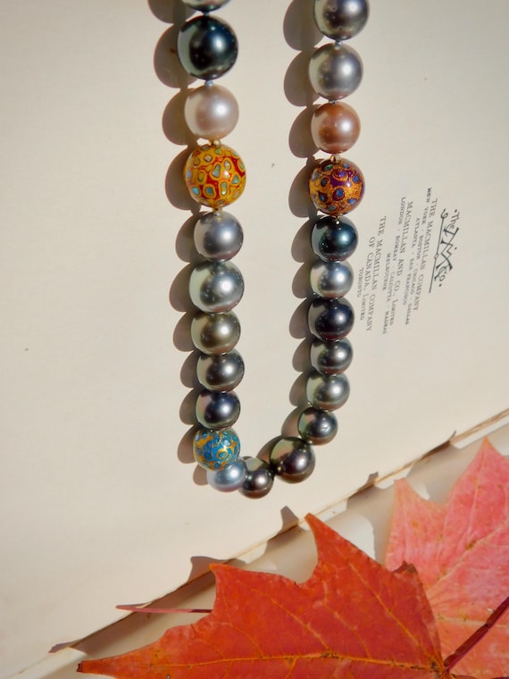 Collana Regolabile Perle Skysk Collana Perle Di Tahiti Barocche Nere-verdi 10-12 Mm – Lunghezza Regolabile 14-36'' In Oro 14K Collana Perle Barocche Tahiti - Foto 6