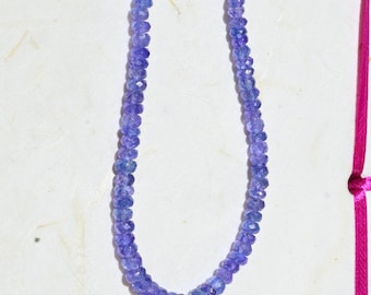 Natural Tanzanite Necklace: 3.6-5.1mm Solid 18k Yellow Gold, Faceted Tanzanite Rondelles, 17.25 Inch, Purple Gemstone