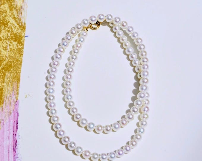 Freshwater Pearl Necklace: 4.5mm -5mm, Solid 18k Gold , AAA+, 16.5 Inch Classic White Pearl Strand