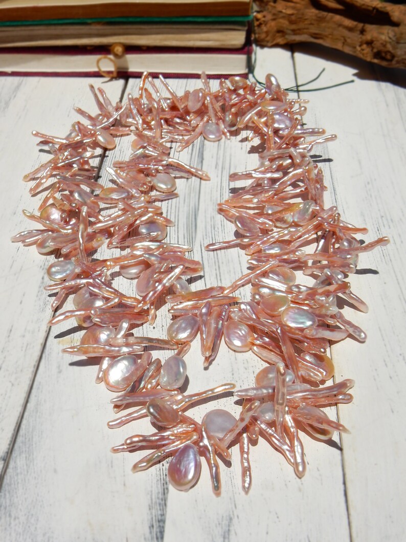 BOLD Necklace Statement Necklace 44 inches Stick Pearl Necklace Ready to Ship Beach Wedding Biwa Pearl Necklace Keshi