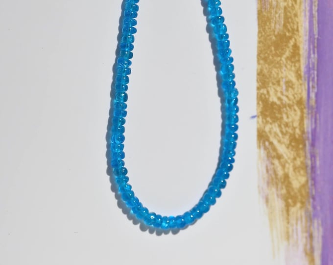 Neon Blue Apatite Necklace: Gemstone Necklace, Solid 18k Yellow Gold, 15.25 Inches